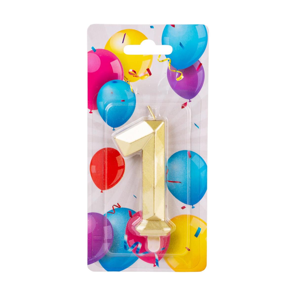 Let's Party #1 Diamond Cut Gold Birthday Candle set