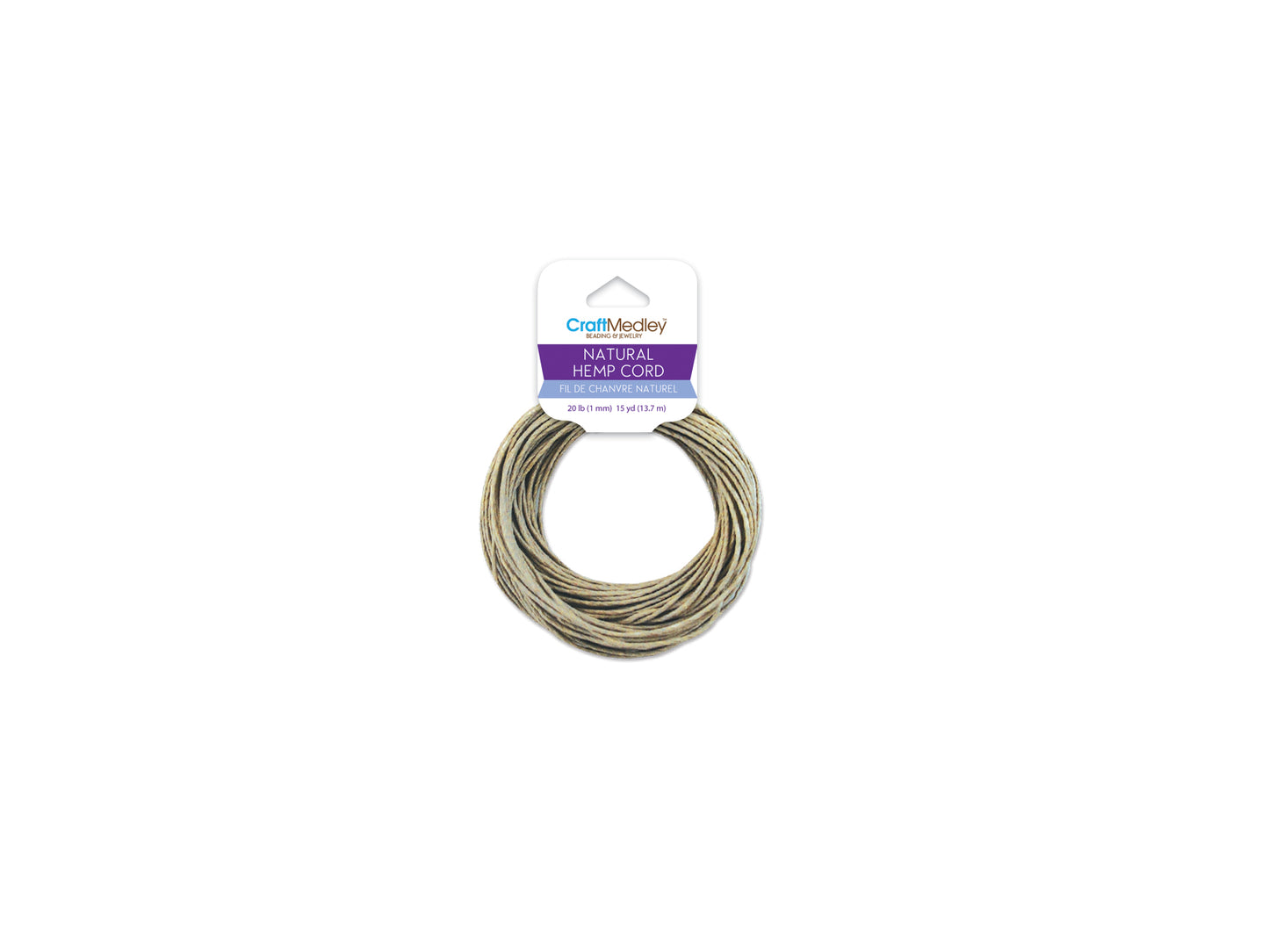 Natural Hemp Cord: 48lb (2mm) 10yd/hank