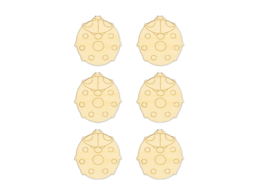 Wood Craft: Laser-Etched Wood Shapes x6 B) Ladybug