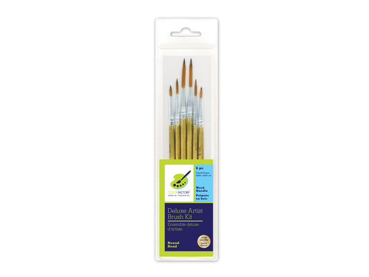 Artist Brush Set: Deluxe Nylon Round Kit x6 2ea#20/0+10/0+1 Wood Handle