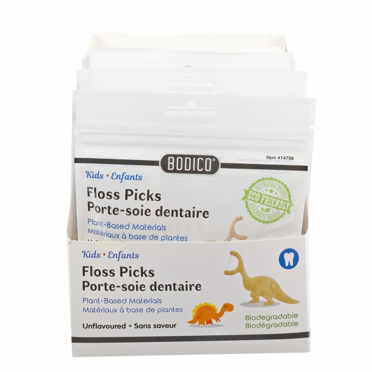 Bodico, 40pcs Kids Biodegradable Floss Pick, bag + col box