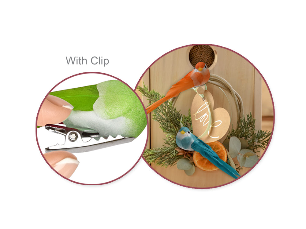 Craft Decor: 3.25" Mini Longtail Bird x3 w/Gator Clip B) Tropical