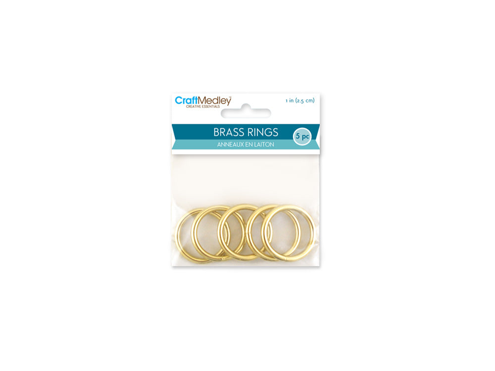 Craft Medley: Brass Rings 1" Round x5