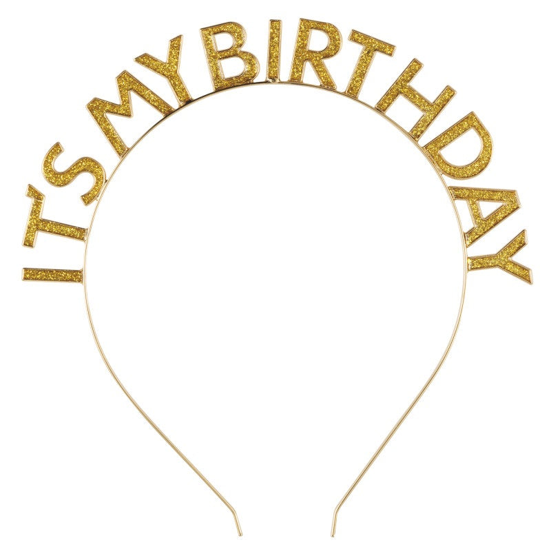 Gold Enamel "It's My Birthday" Headband