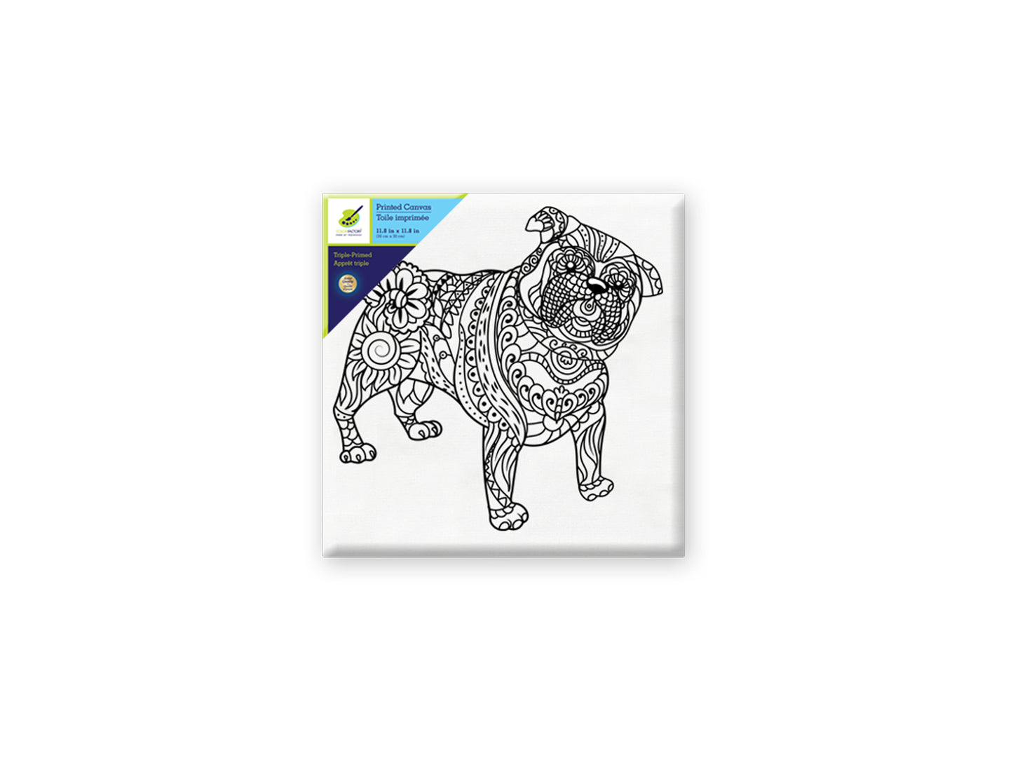 Stretch Artist Printed Canvas: 12"x12" Primed Back-Stapled A) French Bulldog
