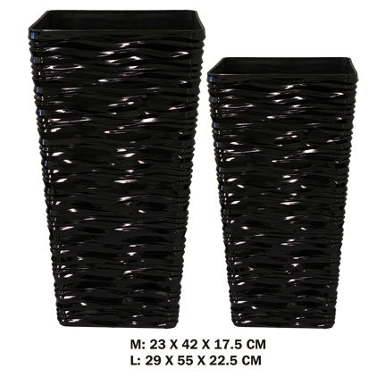 SQUARE WAVE PLANTER-6PC SET-BLACK - 290X550X225
