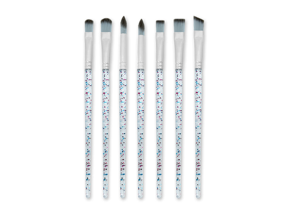 Artist Brush Set: Taklon Glitter Accent Series x7 Clear PS Handle B) Rainbow Flake Versatile 2