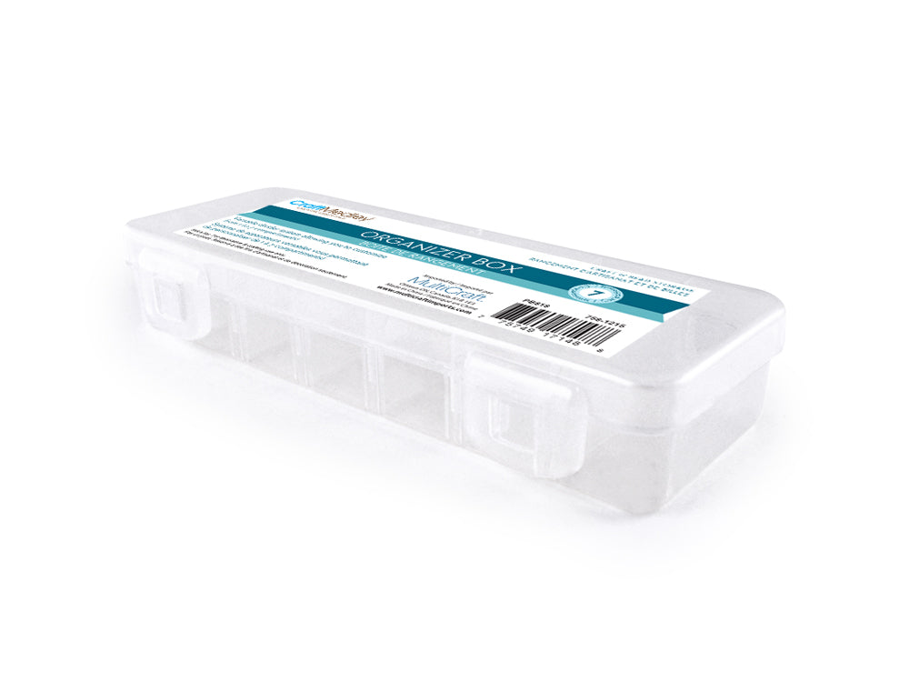 Craft/Bead Storage: 6.75"x2.25"x1 3/16" Organizer Box w/Lid+6 Dividers