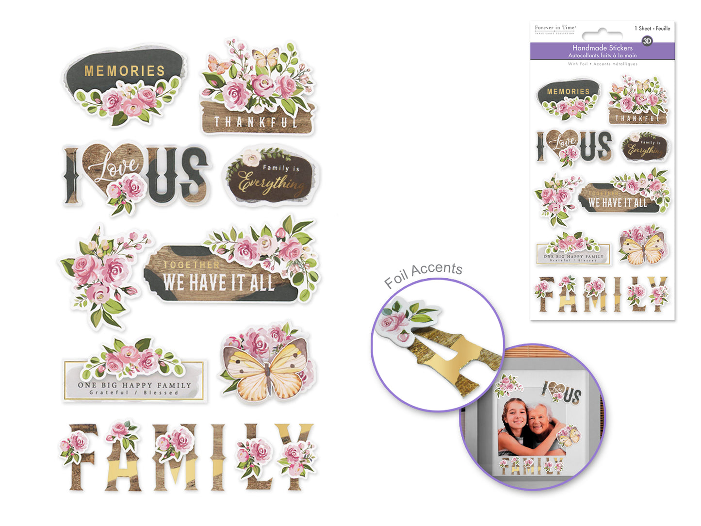 Handmade Sticker: 4.4"x7.5" 3D Themed Elements O) Family Is Everything