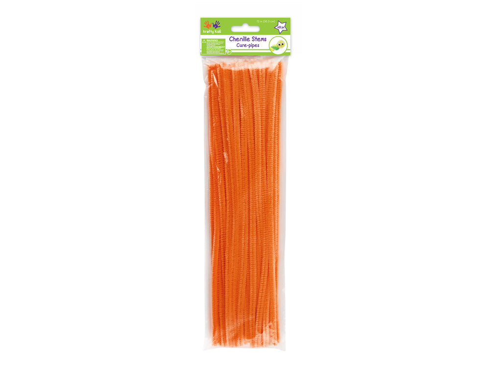 Chenille Stems: 6mmx30cm Standard Pipe Cleaners 40pc J) Orange