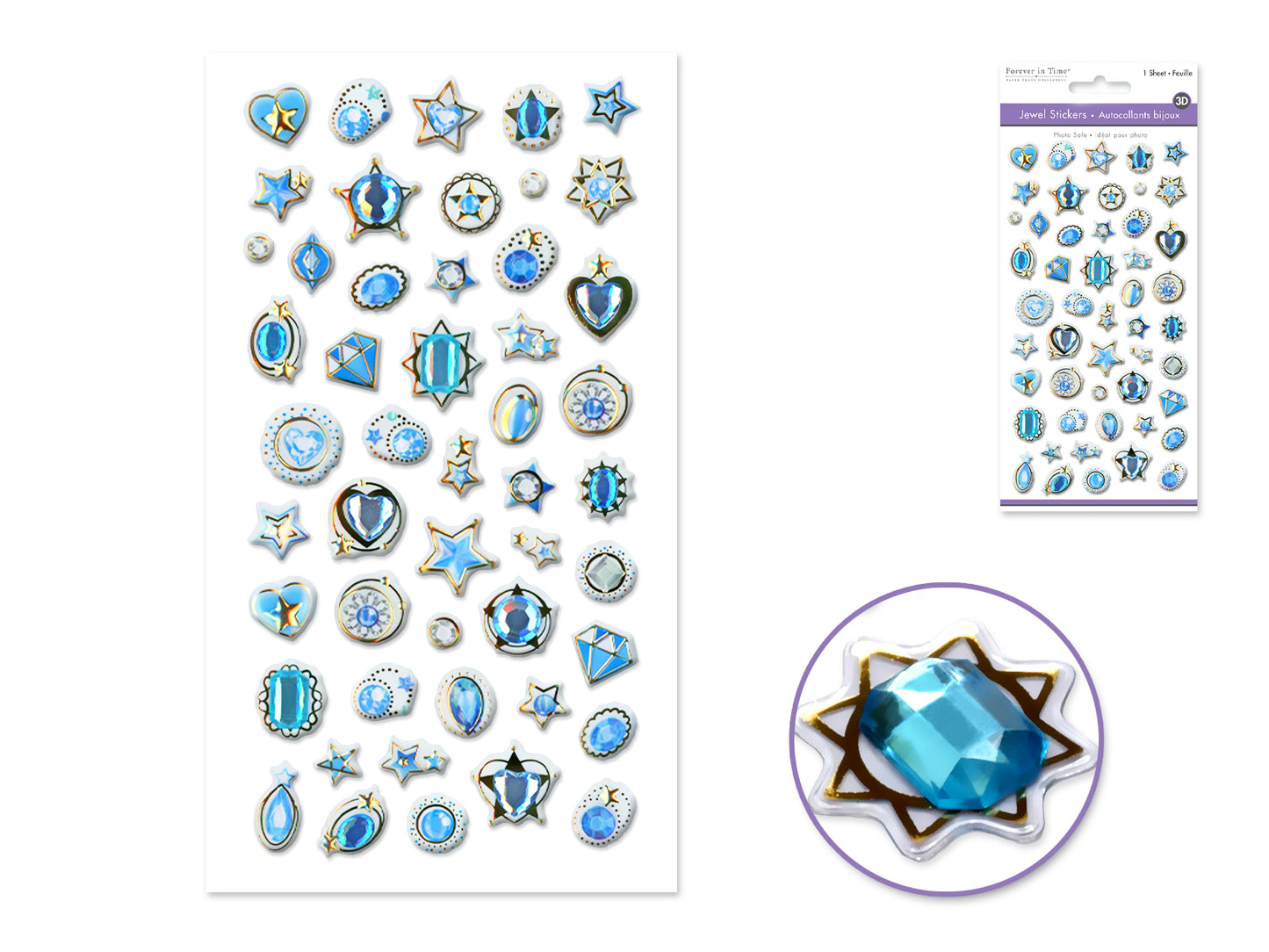 Paper Craft Sticker: 3.8"x6.9" 3D Jewel Adornments B) Turquoise