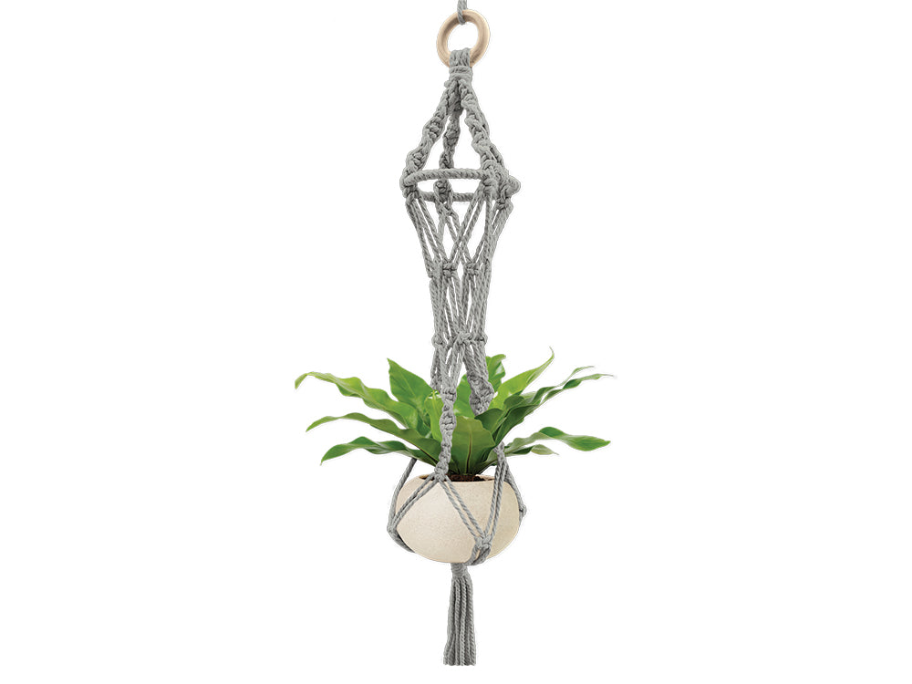 Craft Decor: DIY Macramé Planter Hanger Kit w/Wood Ring C) Grey