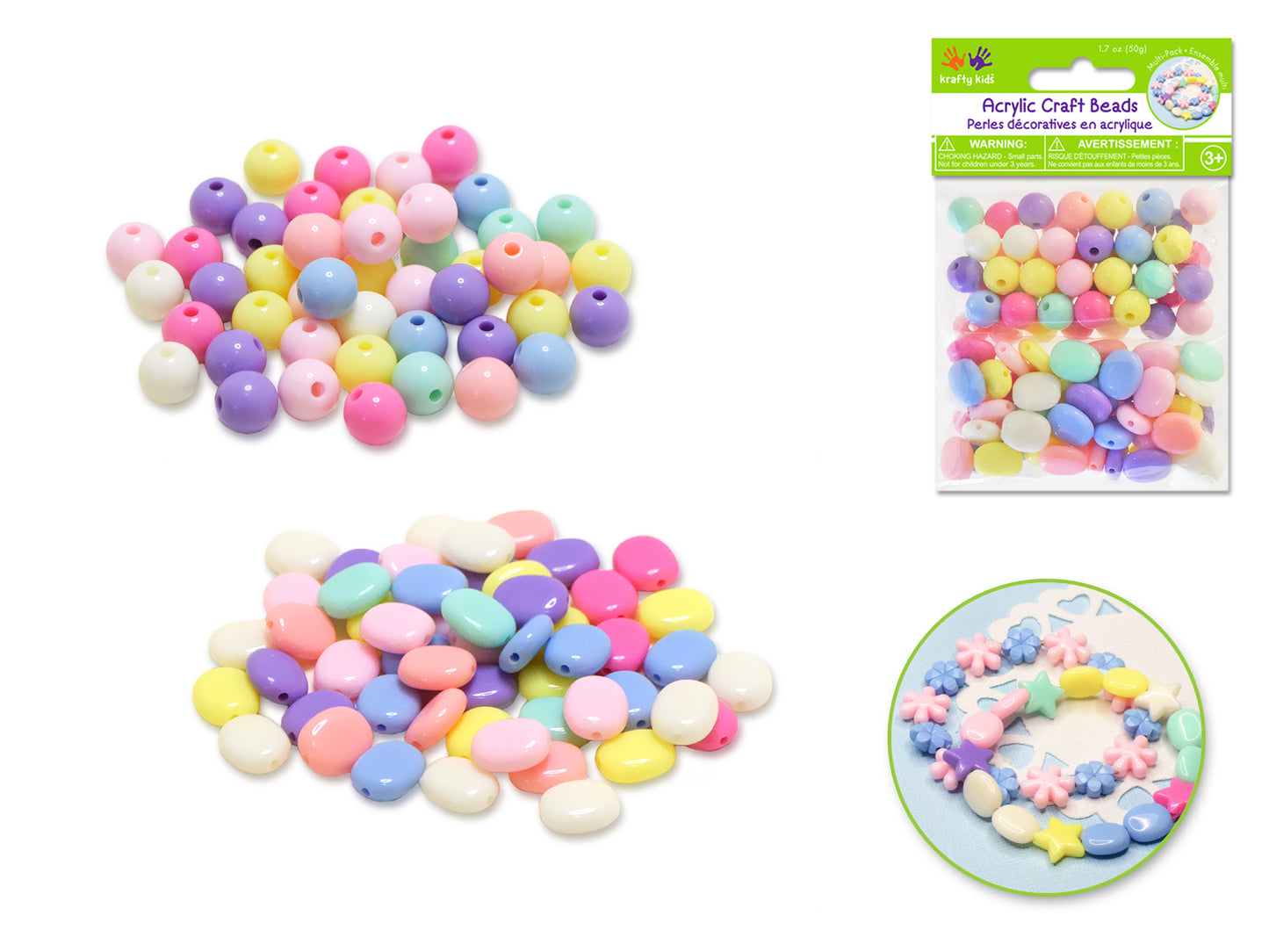 Acrylic Beads: 50g Multi-Packs 10mm B) Round/Oval