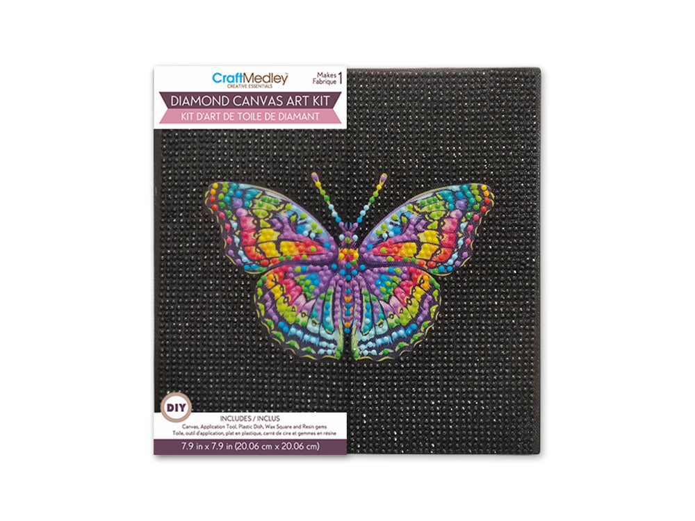 Stretch Artist Diamond Painting Canvas Kit: 7.9"x7.9" Primed Back-Stapled C) Butterfly