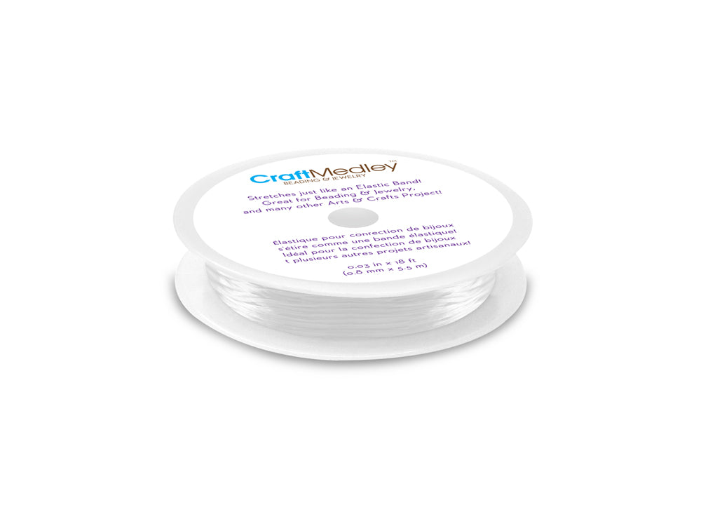 Jewelry/Craft Cord: 18ft Elastic Cord 0.8mmx5.5m B) Clear