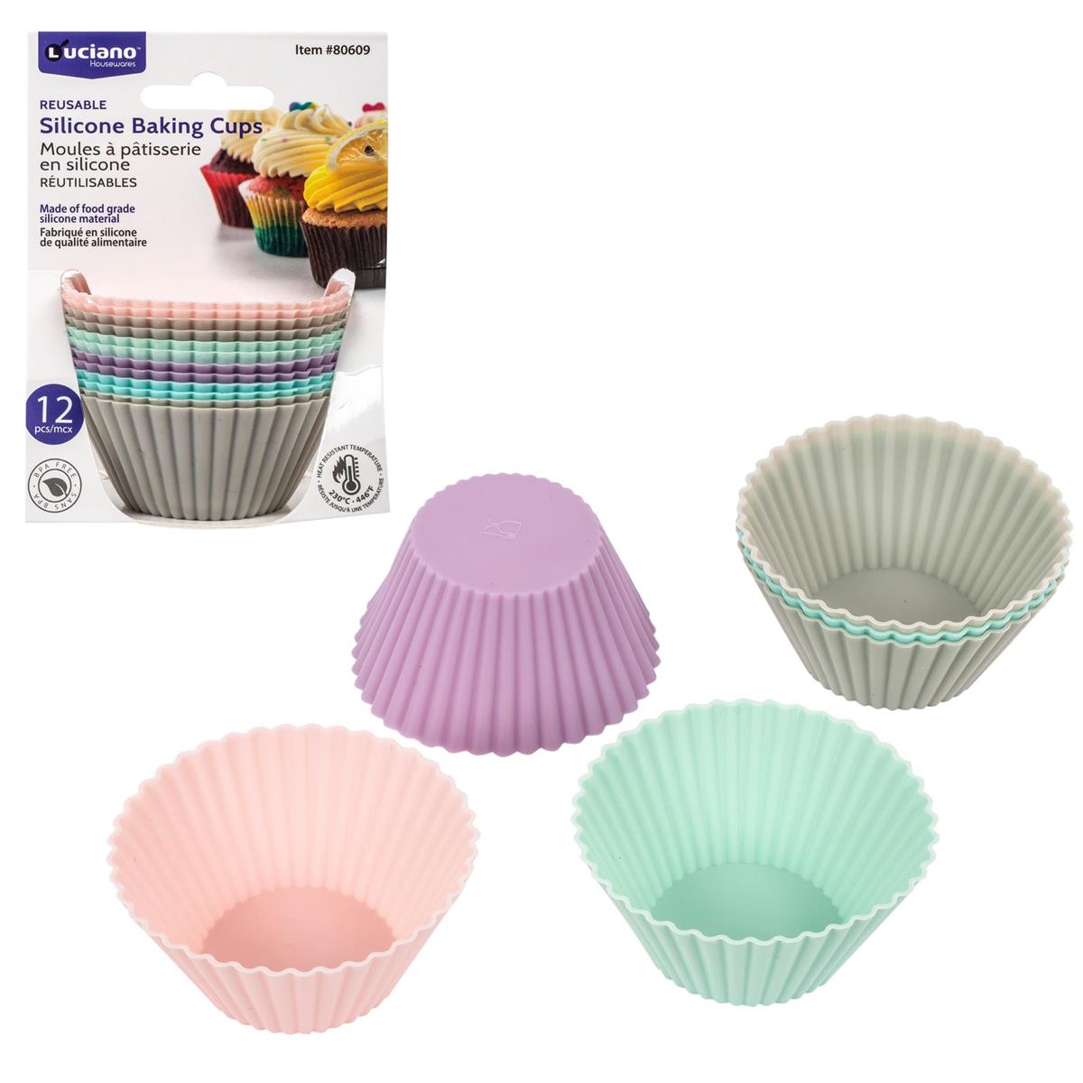 Luciano 12-pc Silicone Baking Cups, 6 colors, hang card (CS)