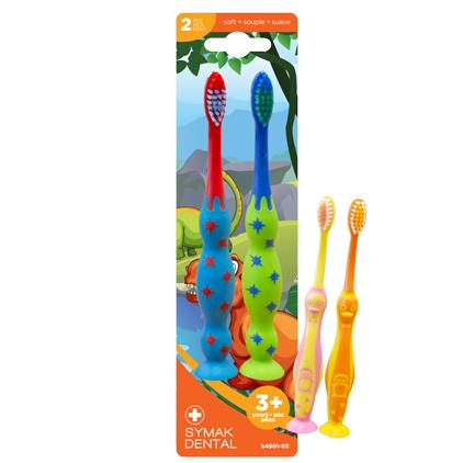 TOOTHBRUSHES -2 PK, KIDS,SOFT CYAN/ORANGE