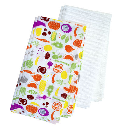 Tea Towels - 2 pcs - 20"x26" (1 Flat Weave, 1 Waff