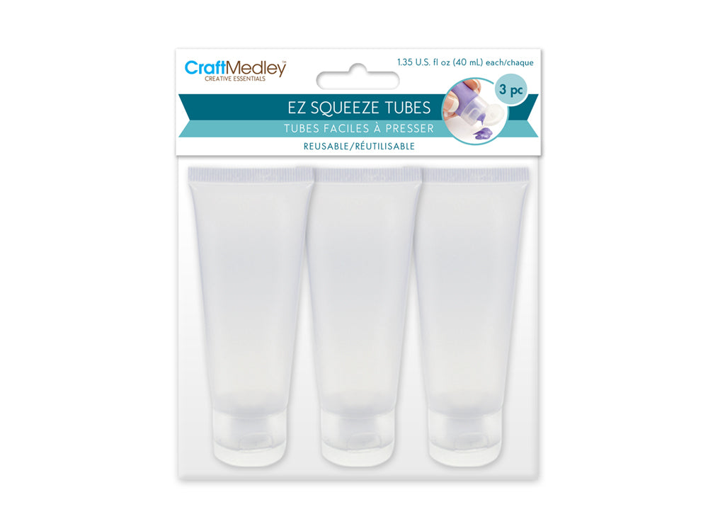Plastic Bottle: 40ml EZ-Squeeze Clear Paint & Glue Tubes x3