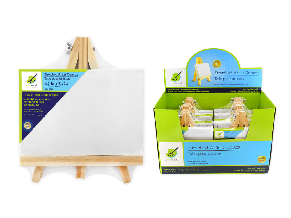 Stretch Artist Canvas: 4.75"x7 1/8" (12.5x18cm) on Wooden Easel in PDQ