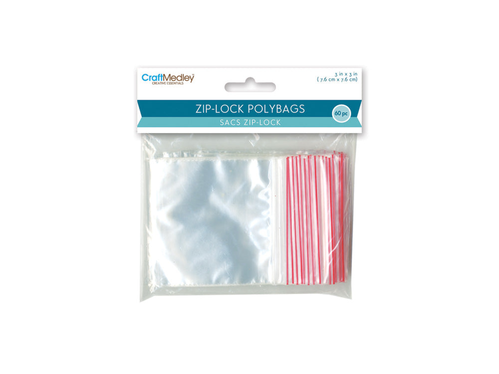 Craft Medley: Zipper-Seal Polybags 3"x3" 60pc