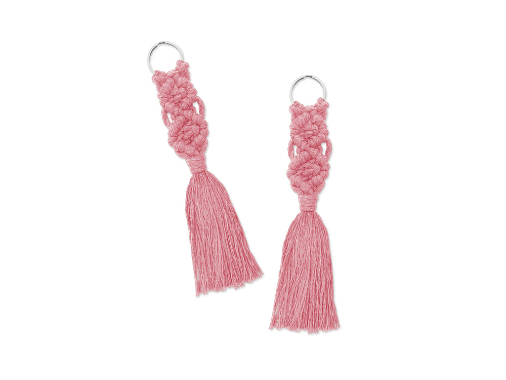 Needlecrafters: DIY Macramé Keychain Kit w/Key Ring~ Makes 2 B) Pink