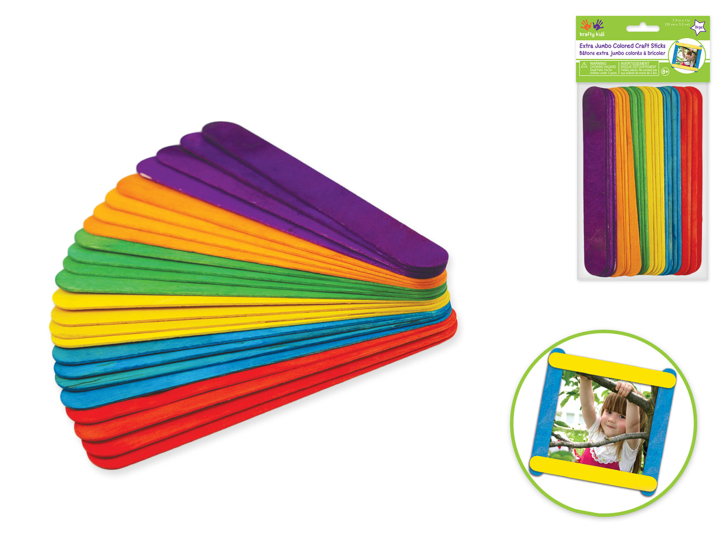 Craftwood: 7 7/8"x1" Extra Jumbo Colored Craft Sticks 24/pk