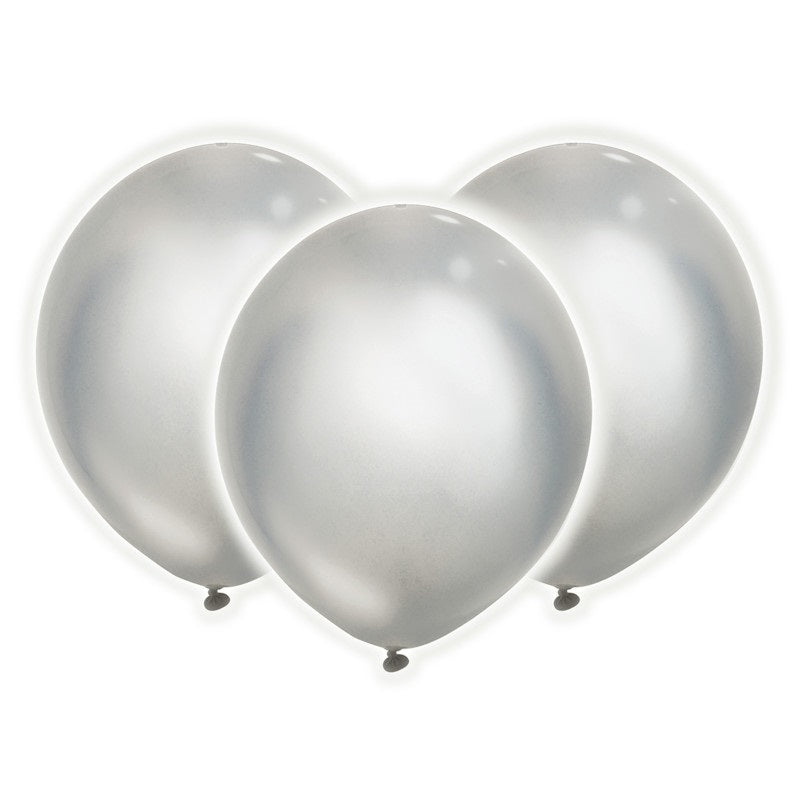 Illooms Solid Silver Light Up Balloons  12ct
