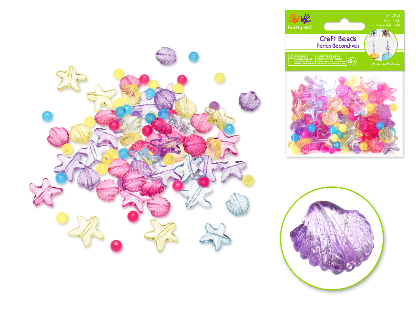 Acrylic Beads: 28g Multi-Packs A) Seashells