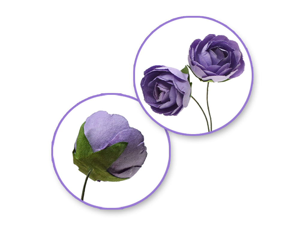 Floral Embellish: 1.1" Handmade Paper Rosebuds x8 D) Viola