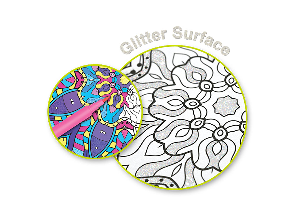 Color Factory: Glitter Coloring Pad 8.25"X8.25" 180Gsm 24Sht J) Classic Mandala