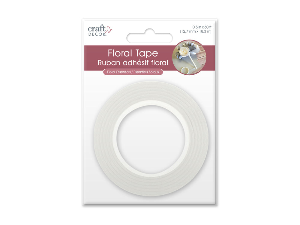 Floral Tape Stem Wrap: 1/2" x 20yds C) White