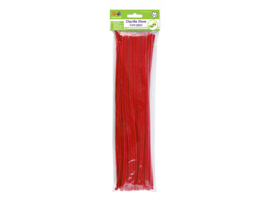 Chenille Stems: 6mmx30cm Standard Pipe Cleaners 40pc L) Red