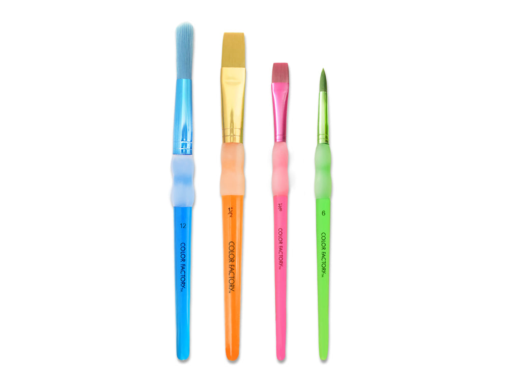 Artist Brush Set: Color-Trend Soft-Grip x4 Plastic Handle