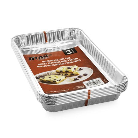 TITAN FOIL RECTANGULAR ALUMINIUM CAKE PANS 3/PK