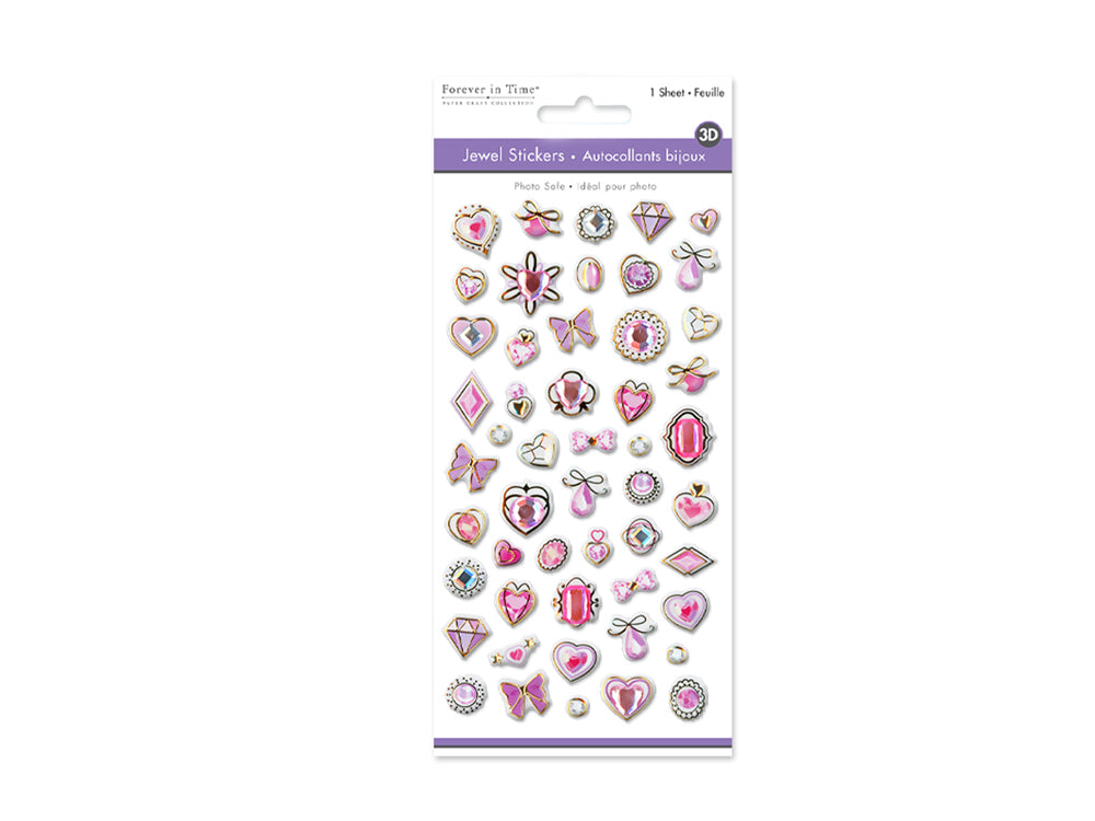 Paper Craft Sticker: 3.8"x6.9" 3D Jewel Adornments C) Pink Sapphire