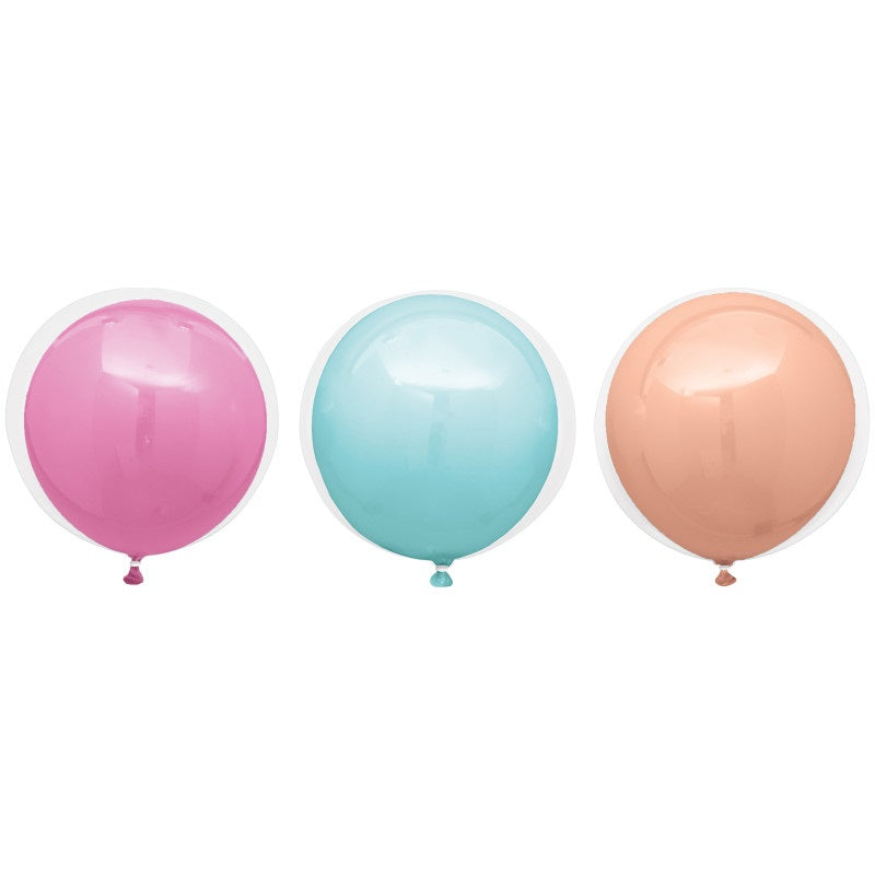 Assorted Pastel Clear Double Stuffed Balloons 16"  3ct
