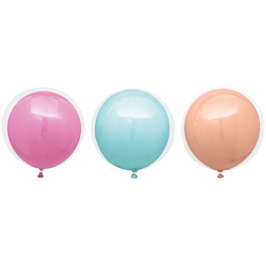 Assorted Pastel Clear Double Stuffed Balloons 16"  3ct