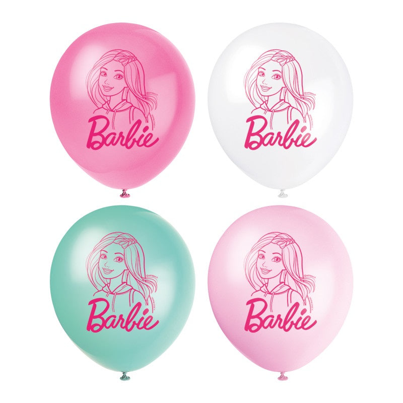 Barbie Assorted Color 12" Latex Balloons  8ct