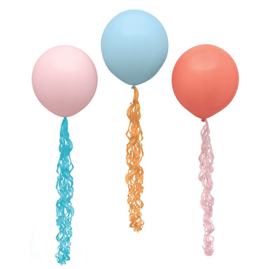 Assorted Matte Double Stuffed Balloons 17" with Tails  3ct
