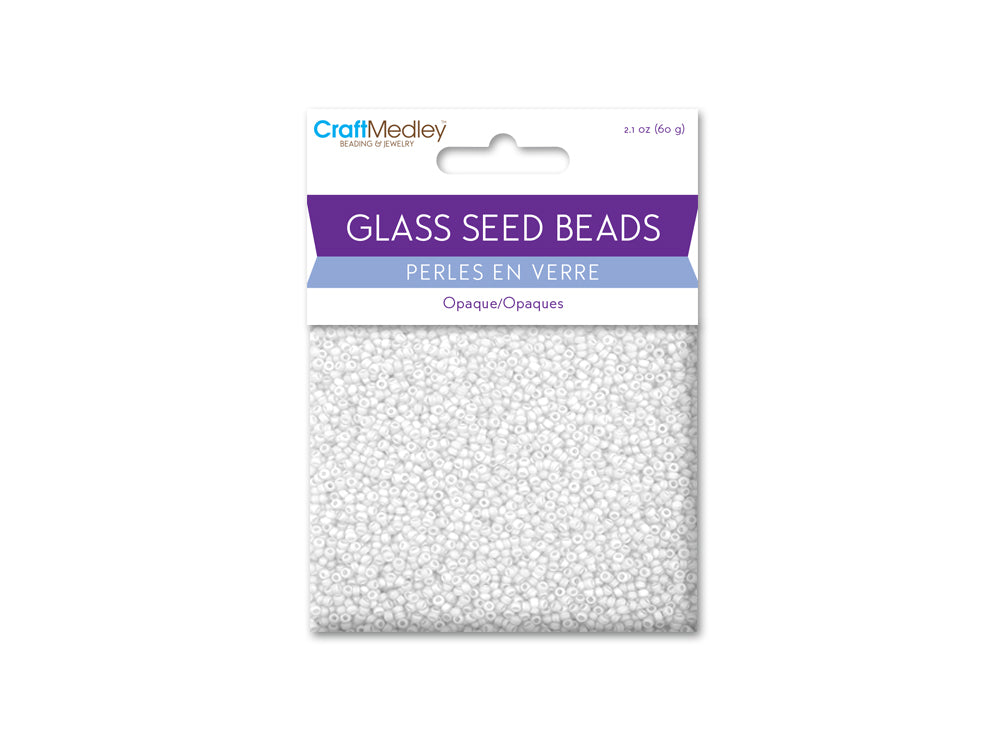 Glass Seed Beads: 12/0 Opaque 60Gms H) White