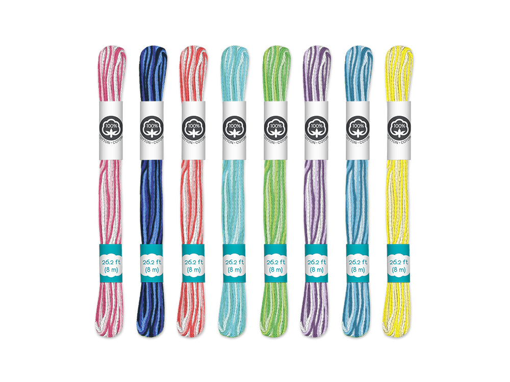 Needlecrafters: 8m Cotton Embroidery Floss 8 Hanks/pkg J) Variegated Brights