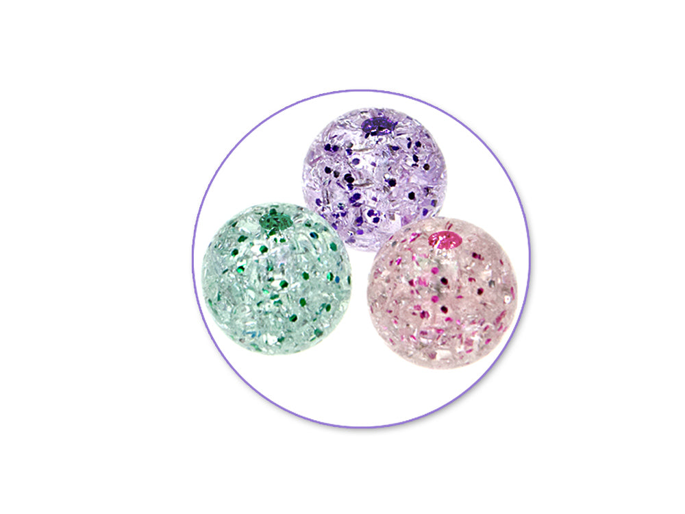 Acrylic Beads: 10mm Round Multi-Packs 25g D) Crackled Glitter