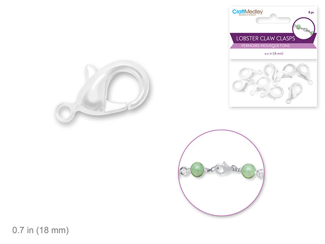 Jewelry Findings: 18mm Lobster Claw x8 w/Clasp B) Silver