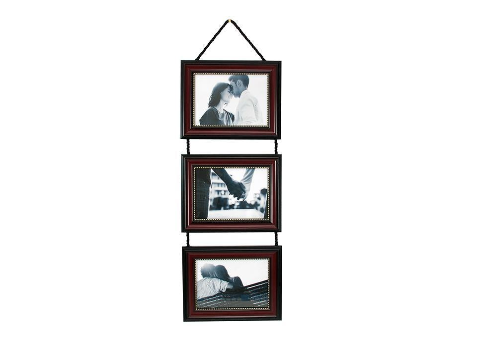 KG Lucy 3-5X7" Frame Set, Drk Brwn W/GOLD BEADING (HORIZONTAL) (AZ)
