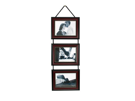 KG Lucy 3-5X7" Frame Set, Drk Brwn W/GOLD BEADING (HORIZONTAL) (AZ)