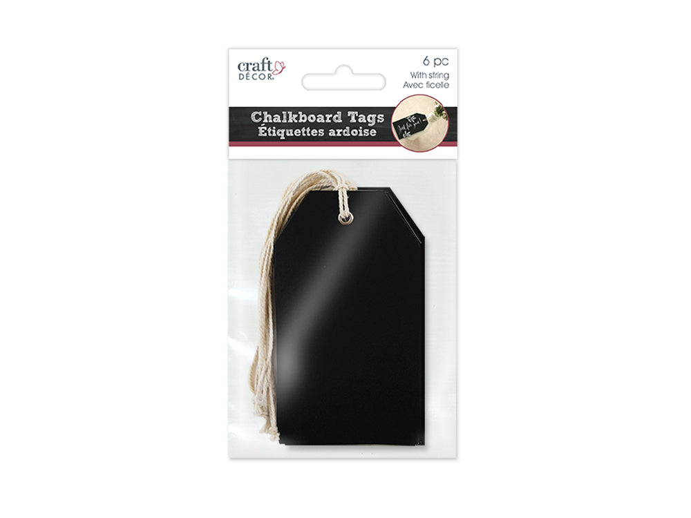 Craft Decor: Chalk-It-Up Tags w/Cord x6 A) Luggage Tags