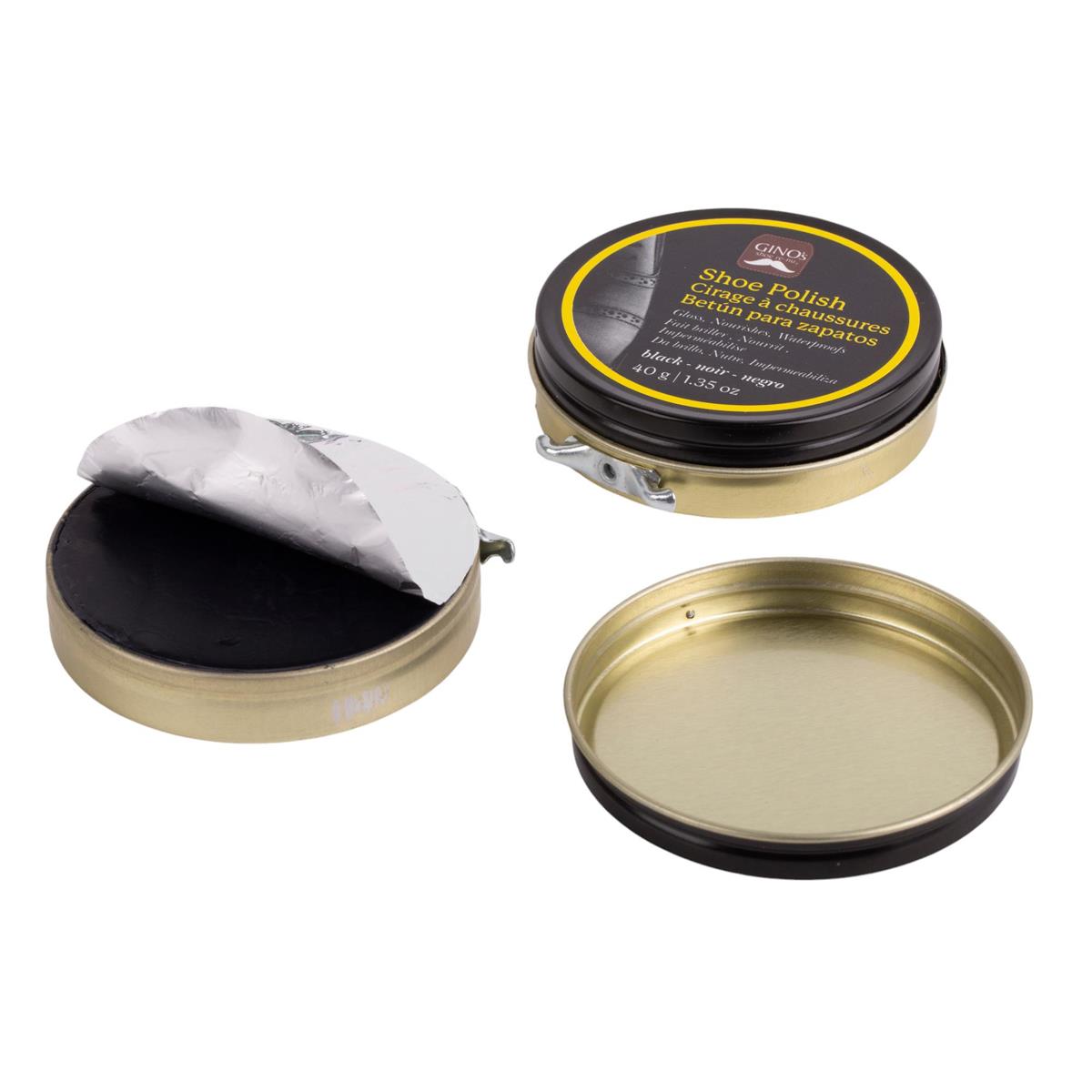 Gino's Shoe polish wax, 40g. Black colour, 12/Display