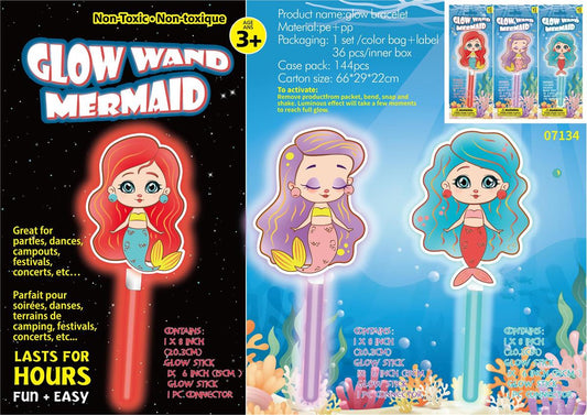 Neon Glow Mermaid Wand, 3 Asst.