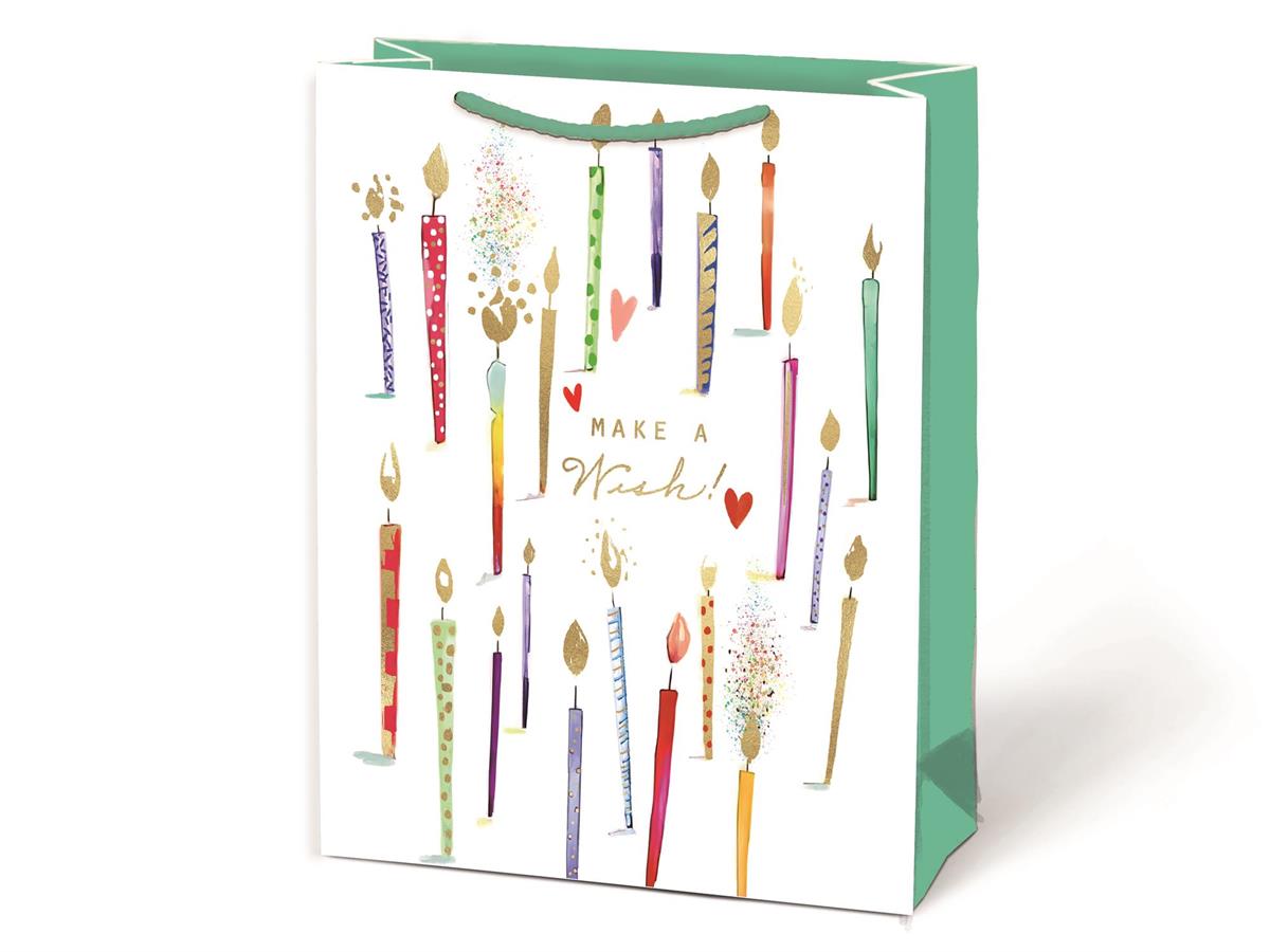 Paper T. Gift Bag, Medium, Candles, Matte/HS, 157GSM, tag+j-hook